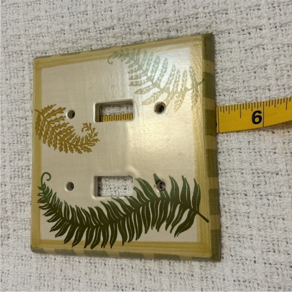 FERN CERAMIC switch plate cover double toggle light switch plate cream green - Picture 11 of 11